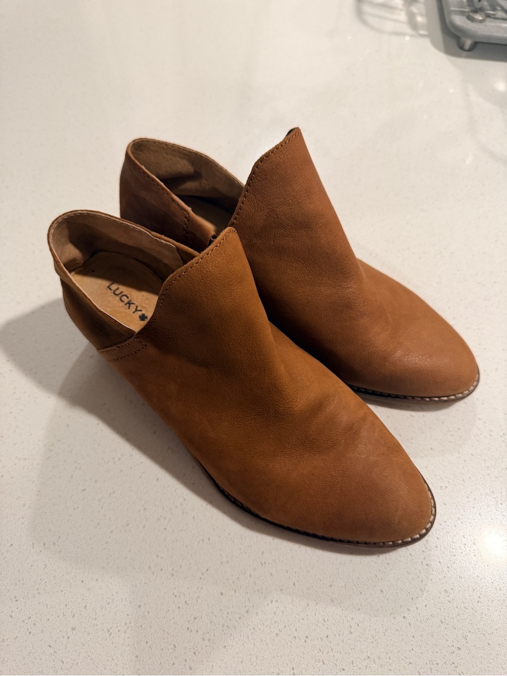 Lucky Brand Cognac Brown Leather Ankle Booties
